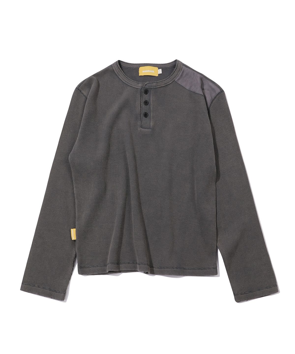 메인부스(MAINBOOTH) Washed Henley T-shirt(CHARCOAL)