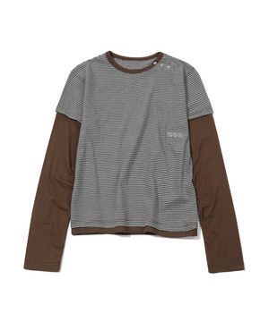 Layered Border T-shirt(BROWN)
