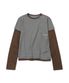 Layered Border T-shirt(BROWN)