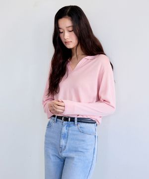 Soft Collared Knit Sweater (Pink)