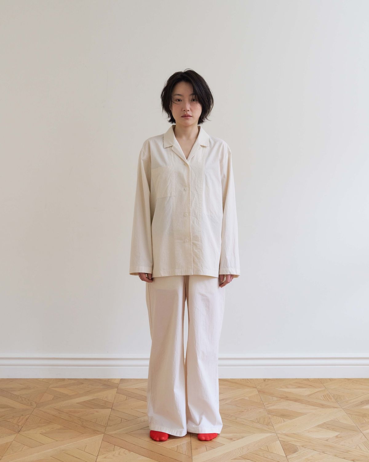 모잉모잉(MOIN MOIN) Long daily pajamas set, Paper white