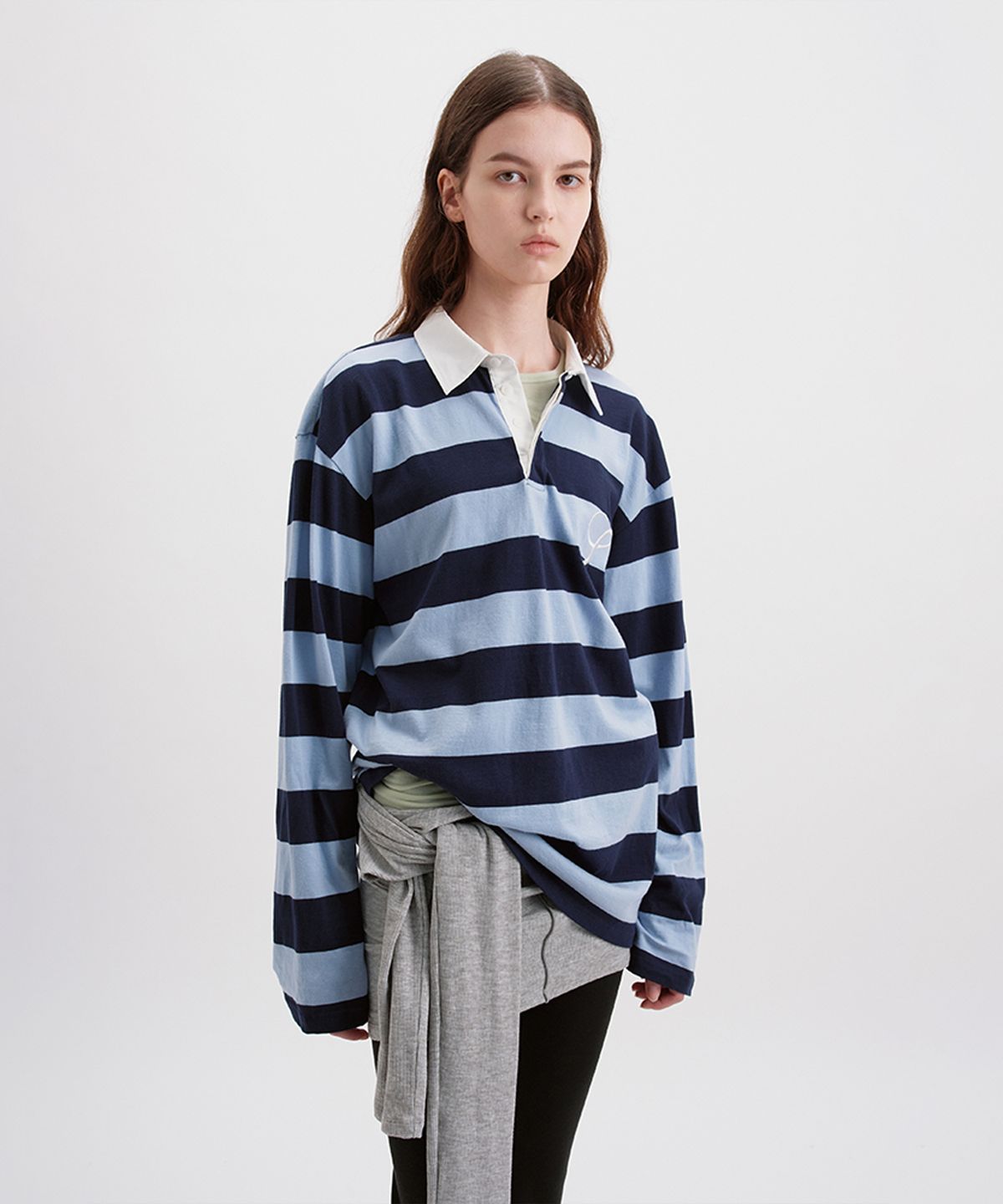 시메트릭 퍼센트(SYMMETRICPERCENT) Striped Collar Long Sleeve / Navy