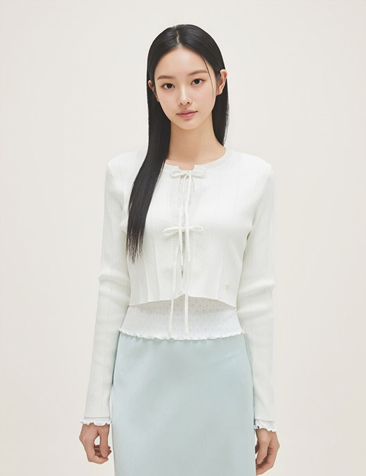 로엠(ROEM) 리본 긴팔 가디건 RMCKG24R12