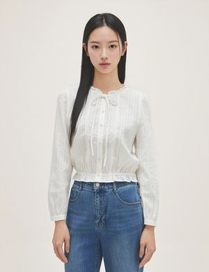 프릴넥 코튼 블라우스 RMBLG24R16