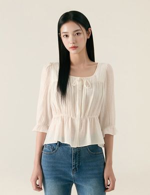 7부 소매 코튼 블라우스 RMBLG24R15