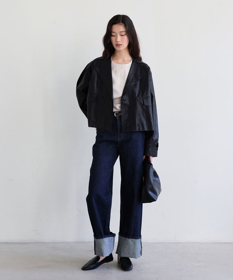 셀비지 롤업 데님 팬츠 (Blue)