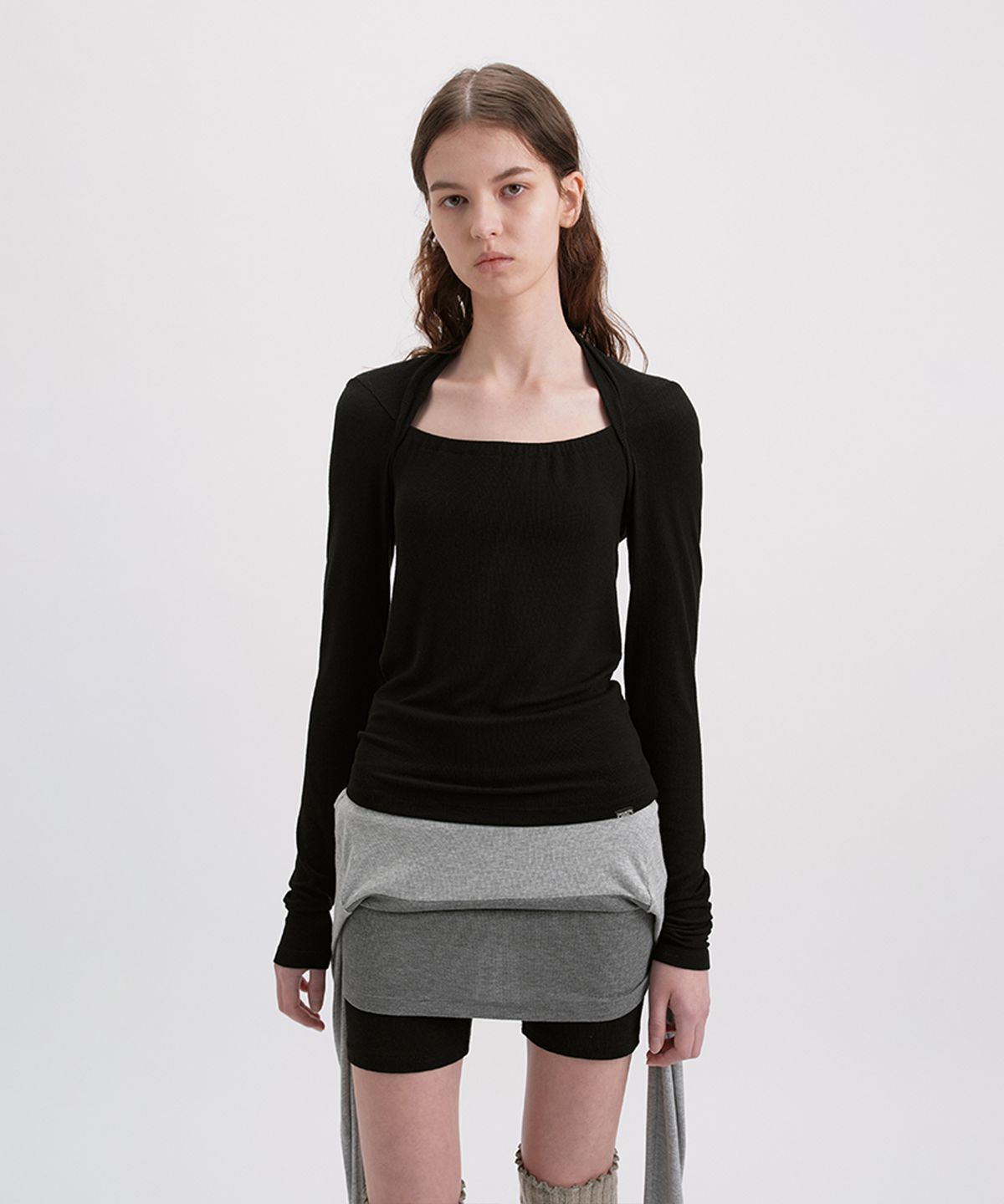 시메트릭 퍼센트(SYMMETRICPERCENT) Two-Way Bolero Top / Black