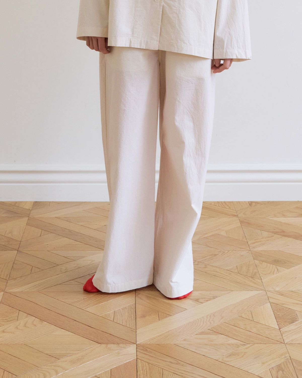 모잉모잉(MOIN MOIN) Long daily pajamas pants, Paper white