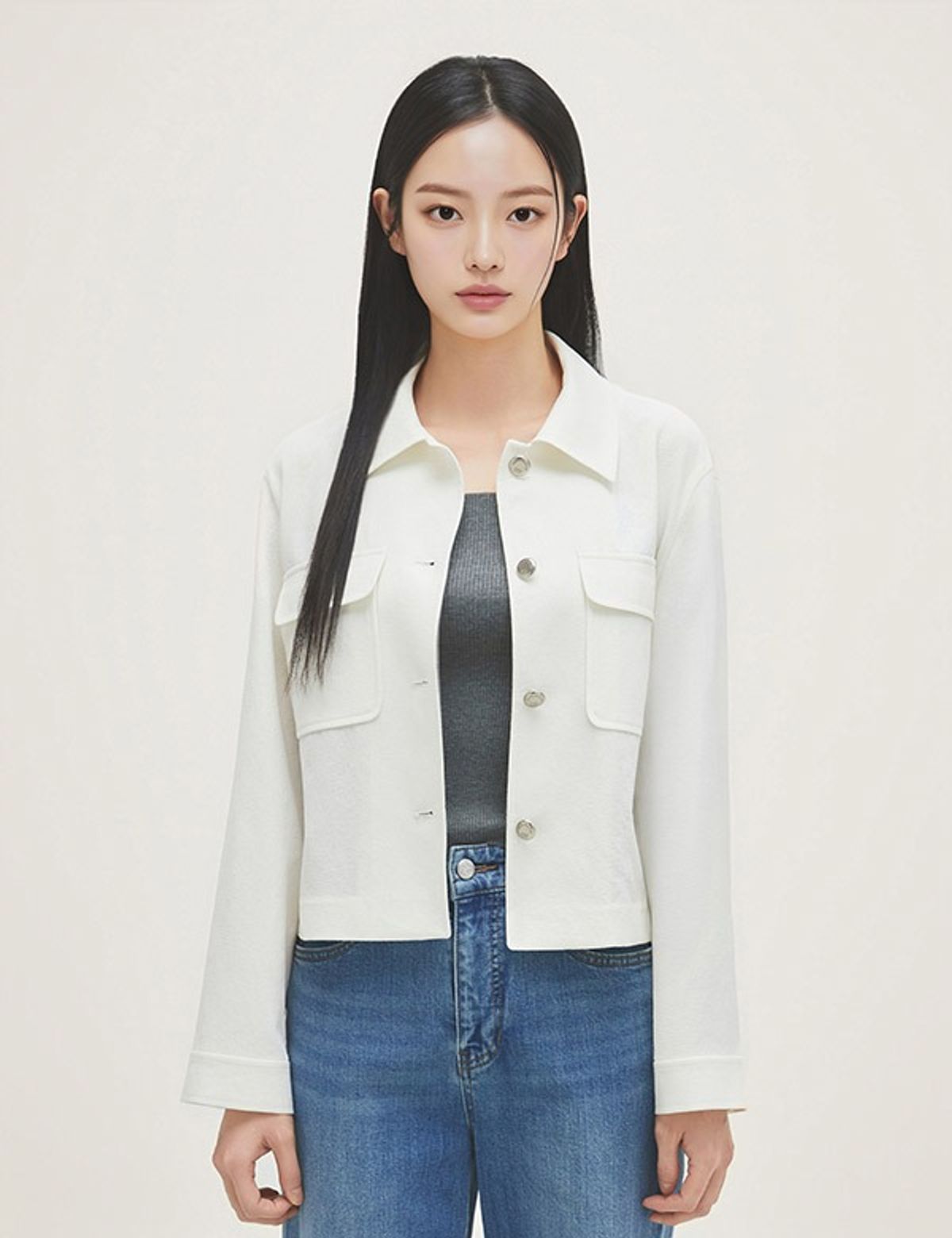 로엠(ROEM) 조직감 셔츠형 자켓 RMJKG24R13