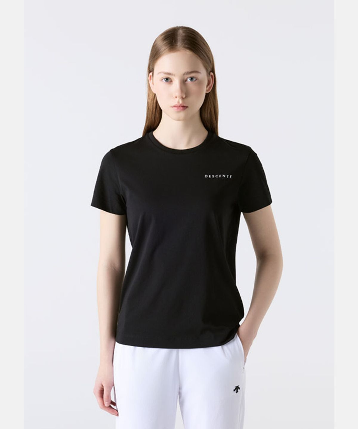 데상트(DESCENTE) 우먼스 그래픽 쿨링 반팔 티셔츠 블랙 SR122PTS31