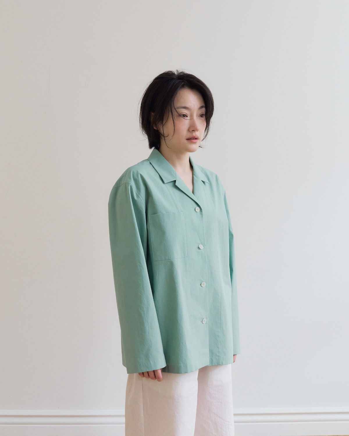 모잉모잉(MOIN MOIN) Long daily pajamas shirt, Dawn mint
