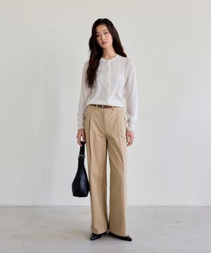 Cotton Pintuck Pants (Beige)