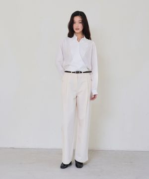 Cotton Pintuck Pants (Cream)