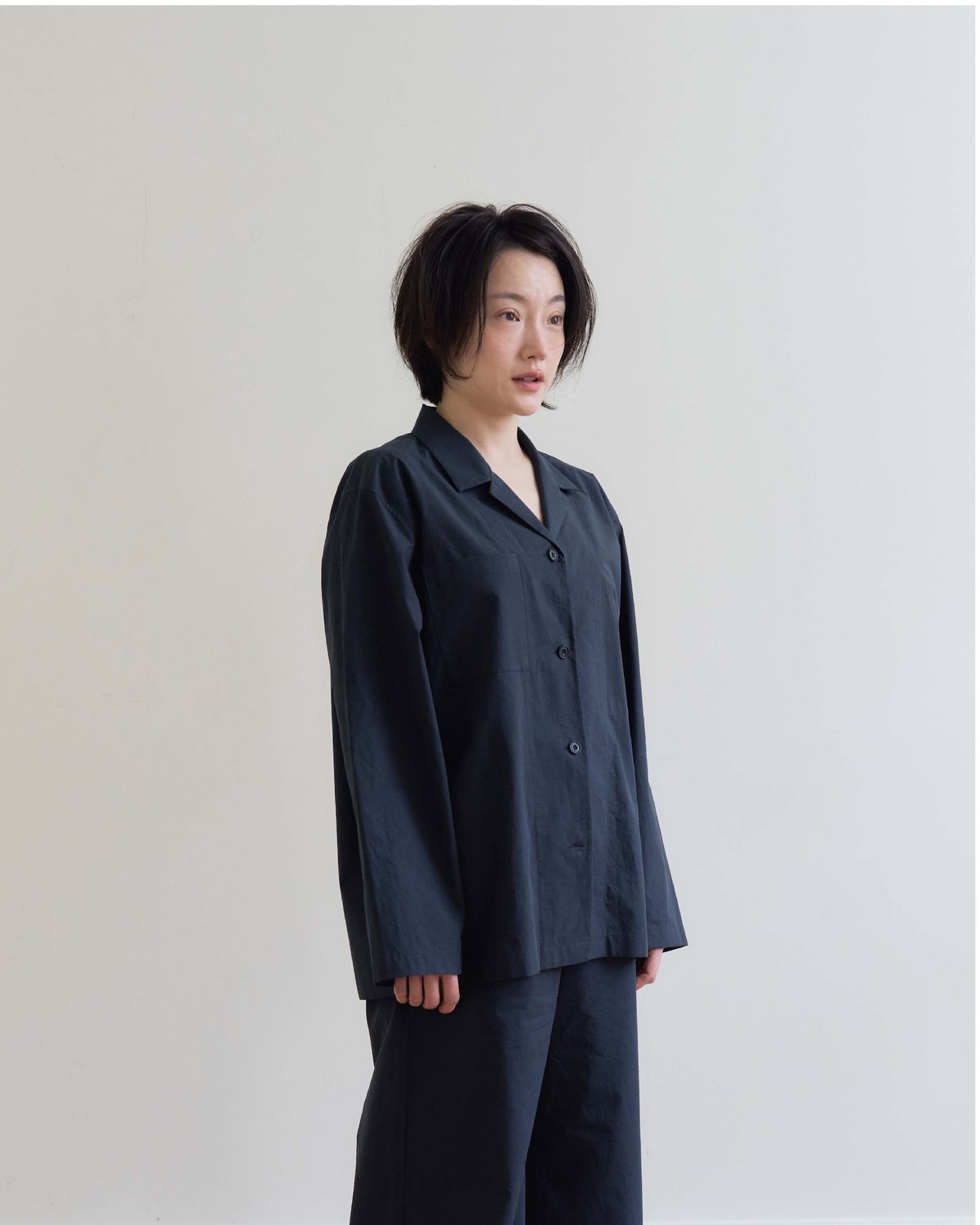 모잉모잉(MOIN MOIN) Long daily pajamas shirt, Ink black