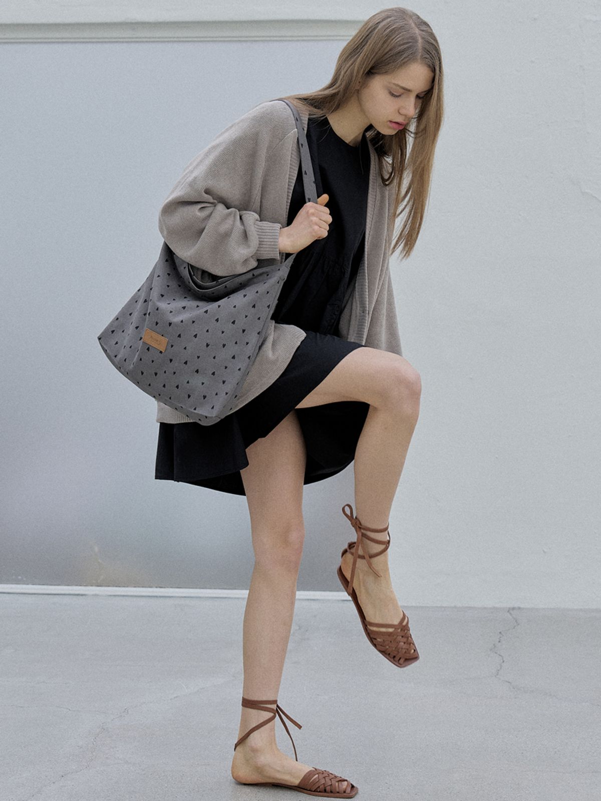 아방(AVANT-G) Heart Pattern Eco Bag - GREY