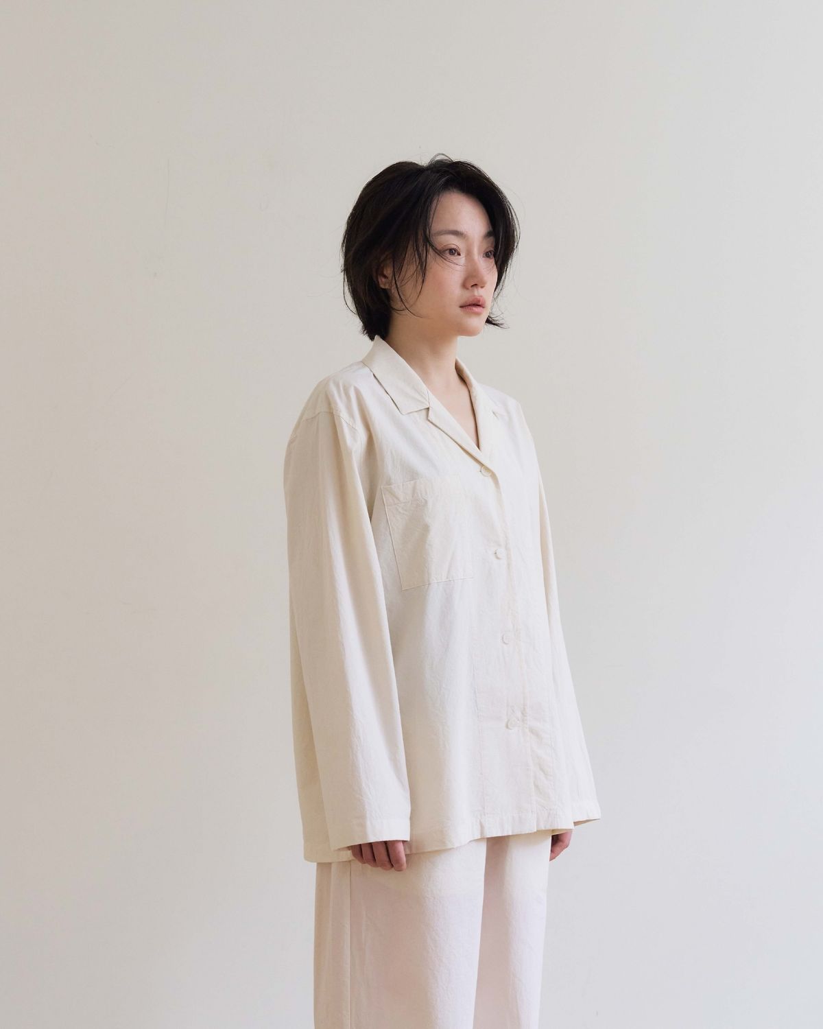 모잉모잉(MOIN MOIN) Long daily pajamas shirt, Paper white