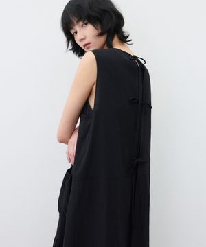 (우먼)에이프런 코튼 드레스 블랙