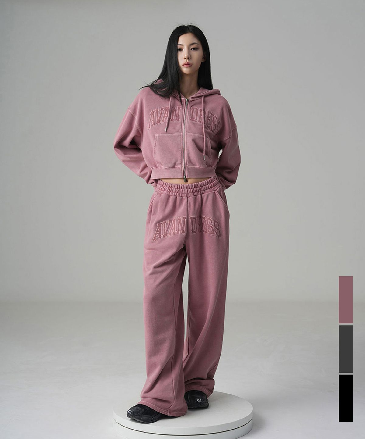 어반드레스(AVANDRESS) [SET] Felt 3D Pigment Zip-up + Felt 3D Pigment Wide Pants