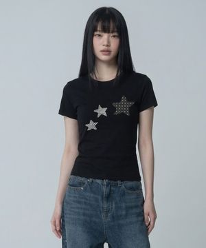 도트 온 스타 그래픽 반팔 티셔츠_2COLOR