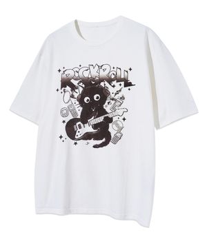 일렉트릭 기타 오버핏 반팔 티셔츠_화이트