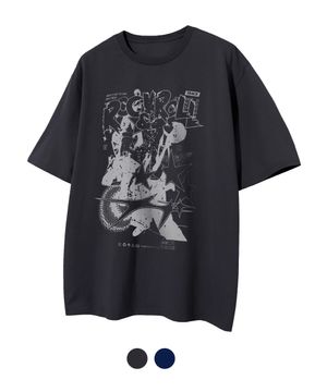 락 펑크 오버핏 반팔 티셔츠_2COLOR