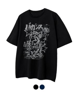 갤럭시 캣 오버핏 반팔 티셔츠_2COLOR