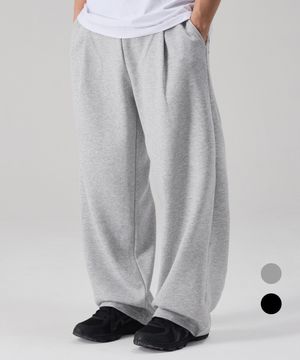 원턱 와이드 벌룬 스웨트 팬츠_2COLOR