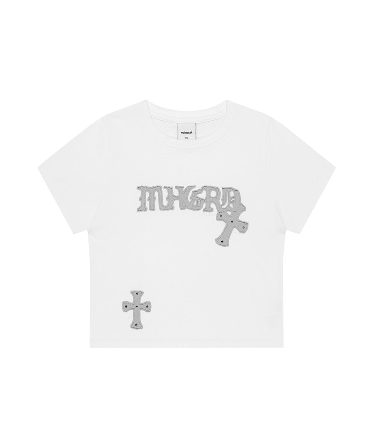마하그리드(MAHAGRID) GOTHIC APPLIQUE CROP TEE WHITE(MG2GMFT530A)