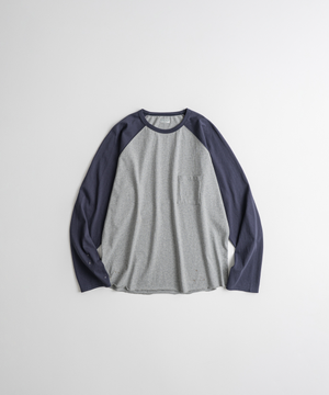 DISTRESSED BASEBALL L/S SHIRTS heather/d.purple