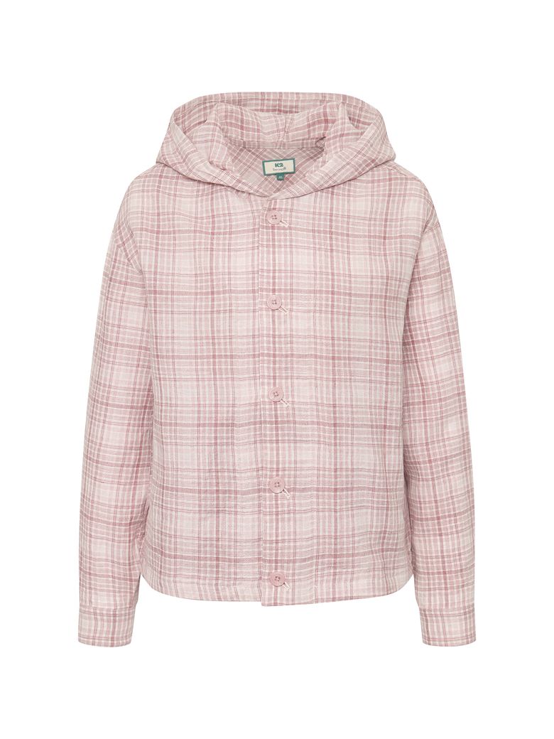 FOR:REST 썸머 체크 셔켓 W_Greyish Pink