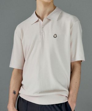 남녀공용 하프 슬리브 쿨 카라 니트 [라이트베이지]_HG2SW777