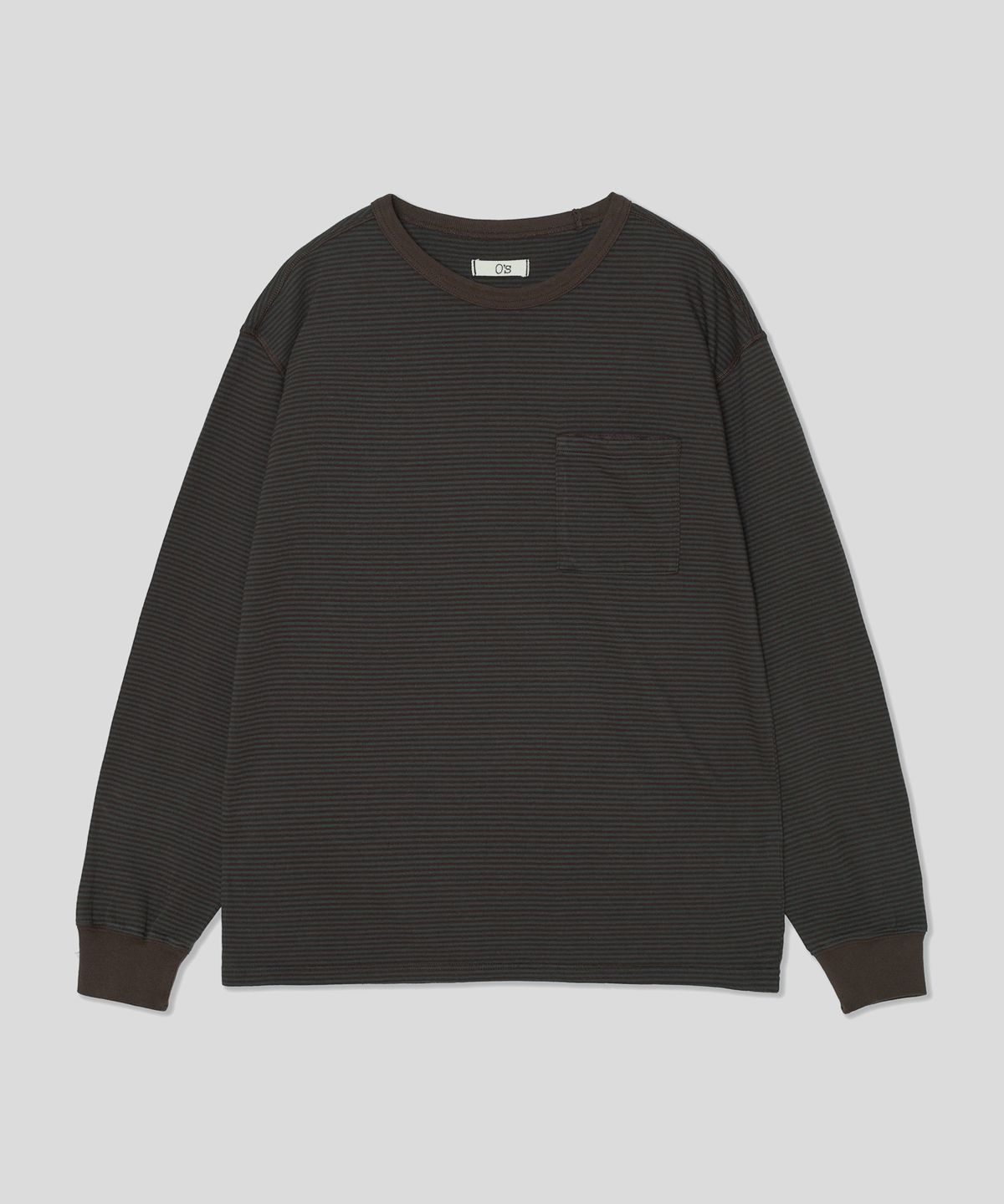 온셋(ONSET) STEADY STRIPE LONG SLEEVE T SHIRTS (BROWN/CHARCOAL)
