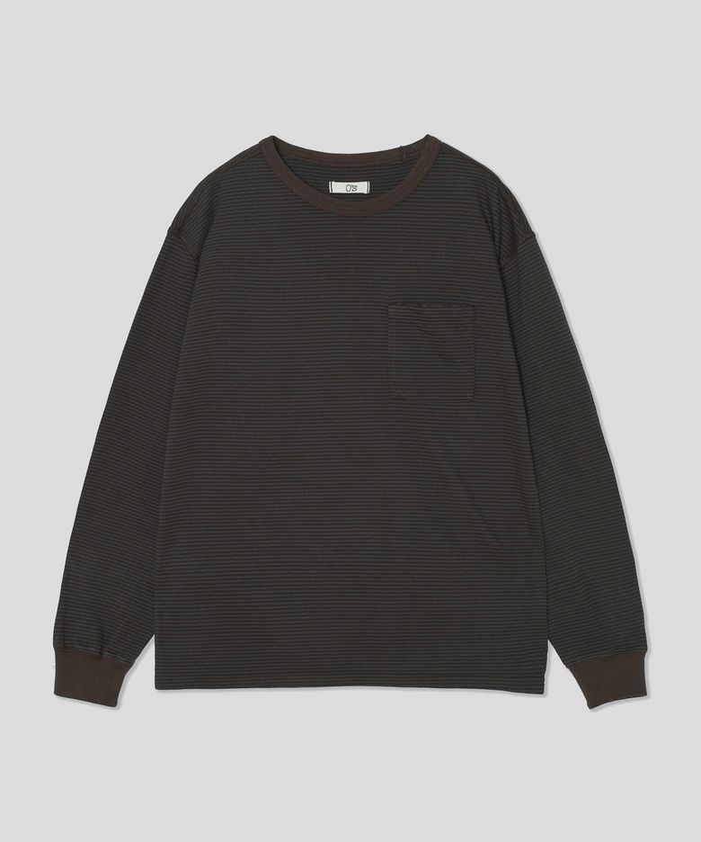 STEADY STRIPE LONG SLEEVE T SHIRTS (BROWN/CHARCOAL)