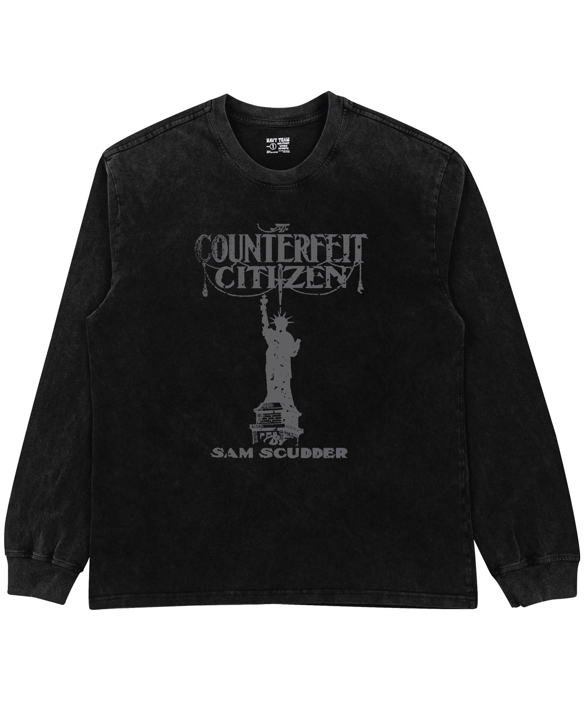 네이비팀(NAVYTEAM) COUNTERFEIT CITIZEN 피그먼트 다잉 롱 티셔츠