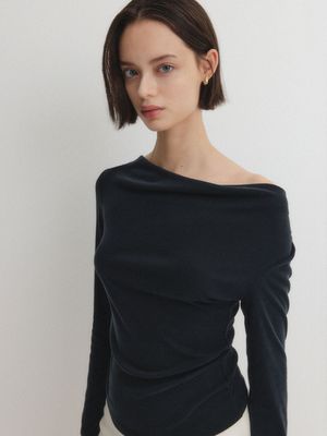 LINDA SHIRRING TOP_BLACK