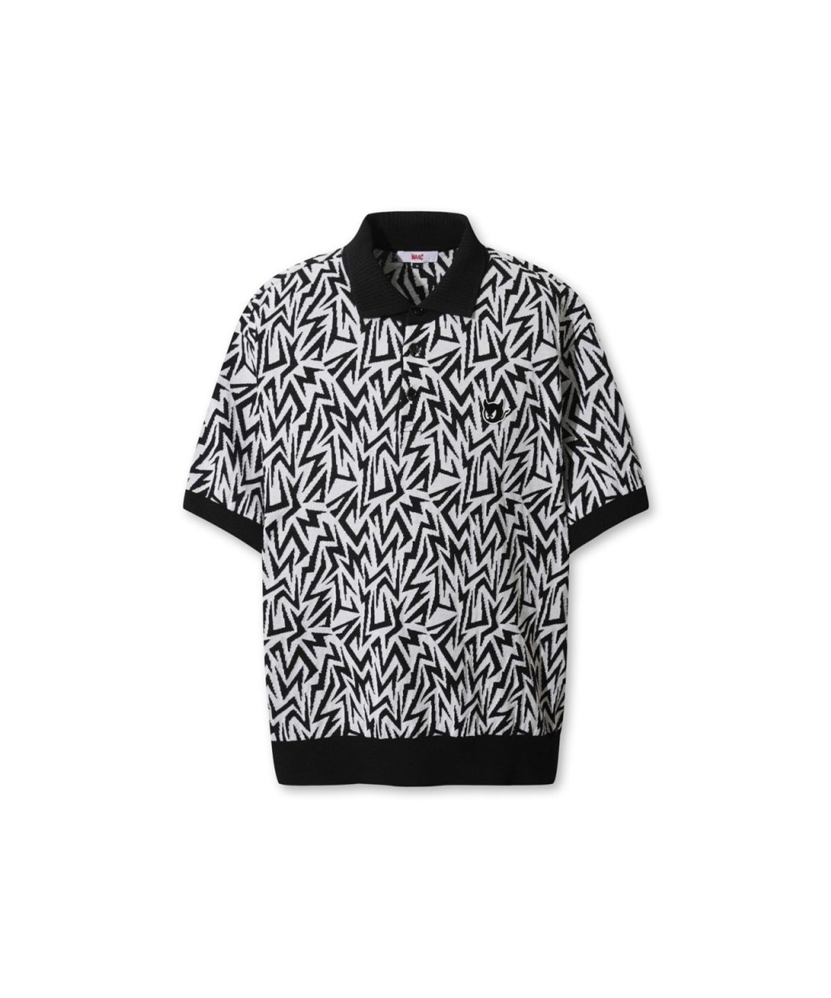 왁(WAAC) Men WAACKY Illusion Pattern Knit Polo WMWAM26204BKX