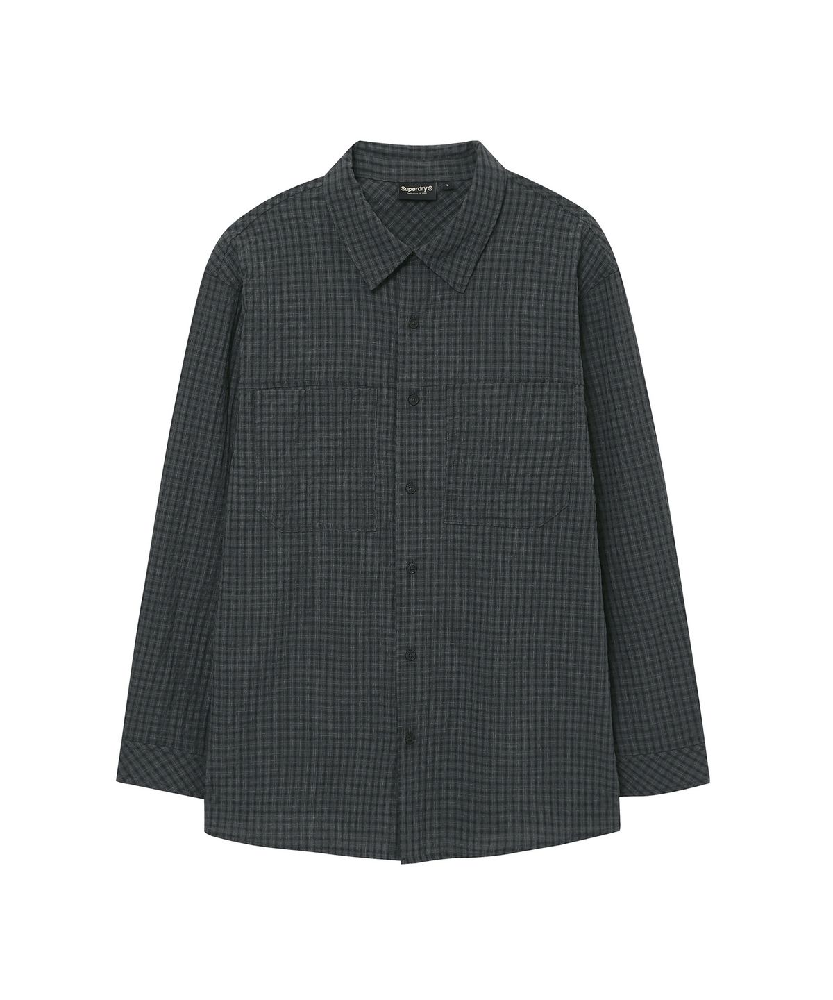 슈퍼드라이(SUPERDRY) 오버사이즈 체크 셔츠 블랙 SDUIRCQ44BLK