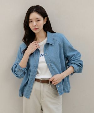 누벨린 핀턱 데님 셔츠자켓_F6S253JK