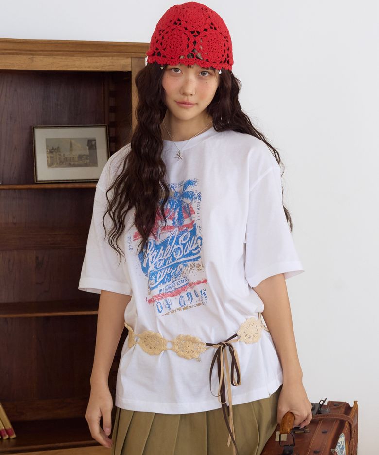 빈티지 팜트리 오버핏 티셔츠 (White)