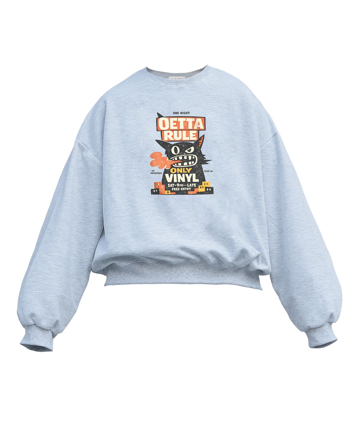 오에타(OETTA) 너티캣 더블 코튼 오버숄더 벌룬핏 맨투맨