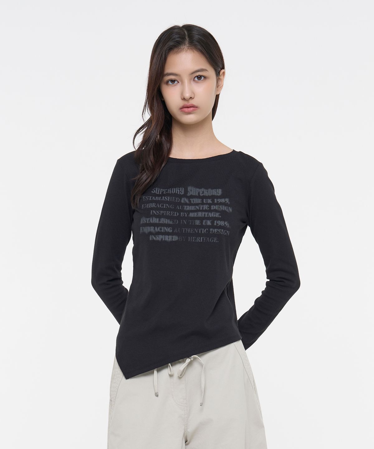 슈퍼드라이(SUPERDRY) 우먼스 커팅 롱슬리브 블랙 SDFILCQ45BLK
