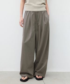 (우먼)썸머 울 스트링 와이드 팬츠 브라운