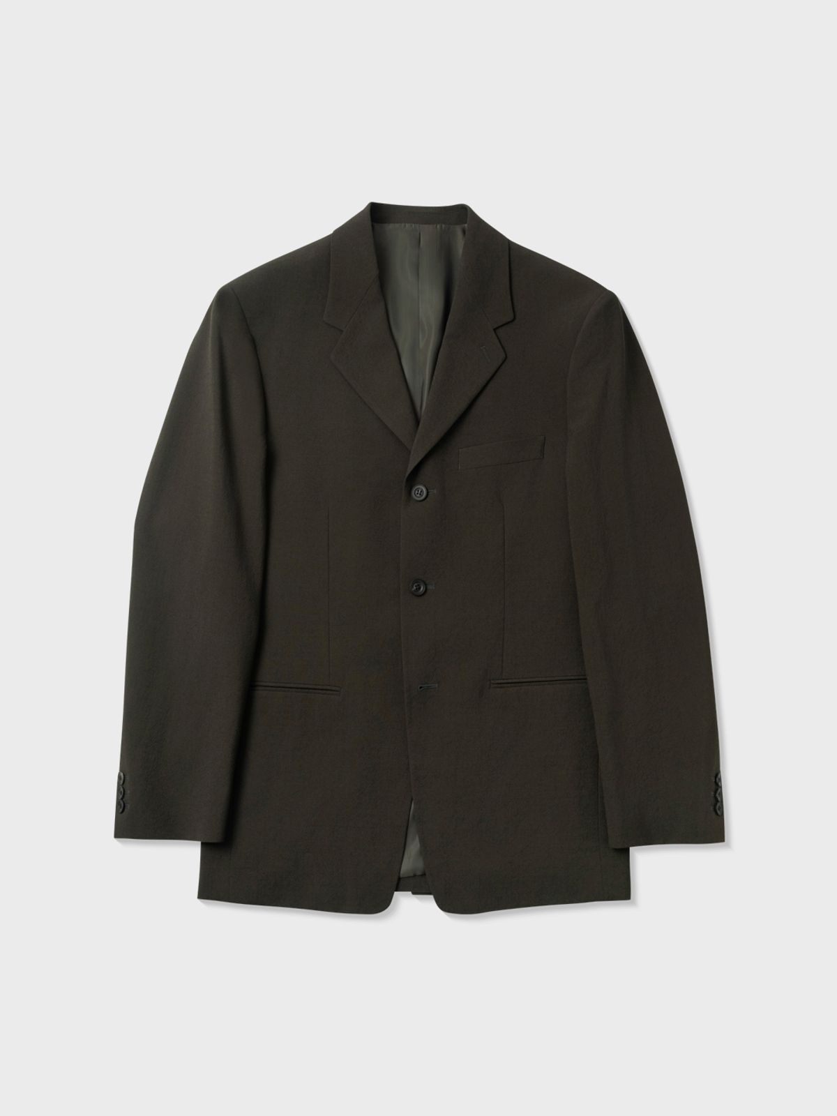 아틀리에 델디오(ATELIER DELDIO) 트로피컬 울 도비 테일러드 재킷 (DARK KHAKI)