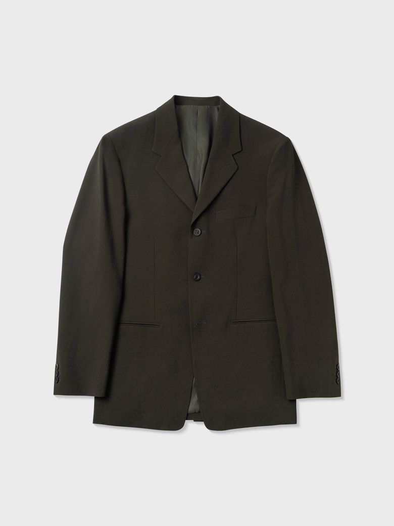 트로피컬 울 도비 테일러드 재킷 (DARK KHAKI)