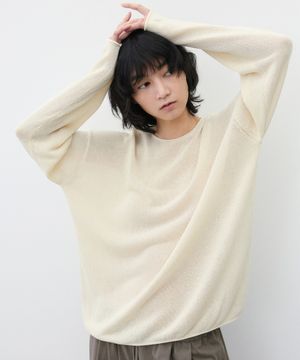 (우먼)페이퍼 코튼 오버핏 슬리브 니트 내추럴