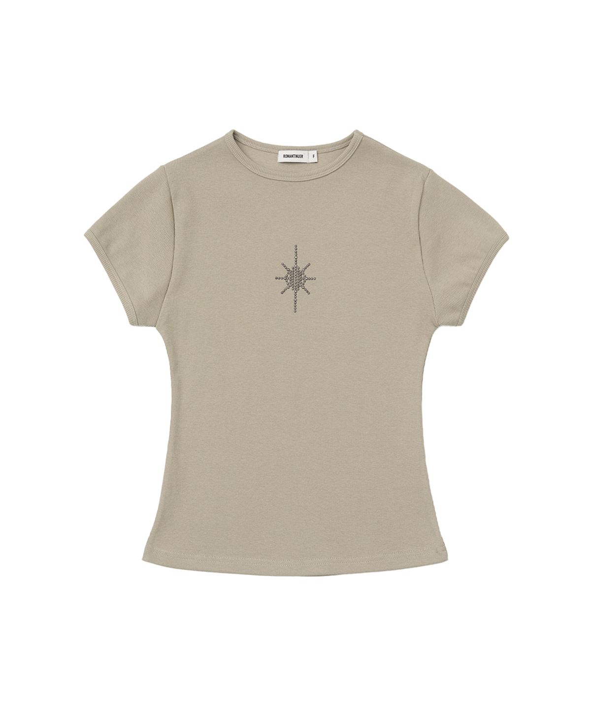 로맨티누어(ROMANTINUER) Mini Cross Slim Fit T-Shirt (Beige)