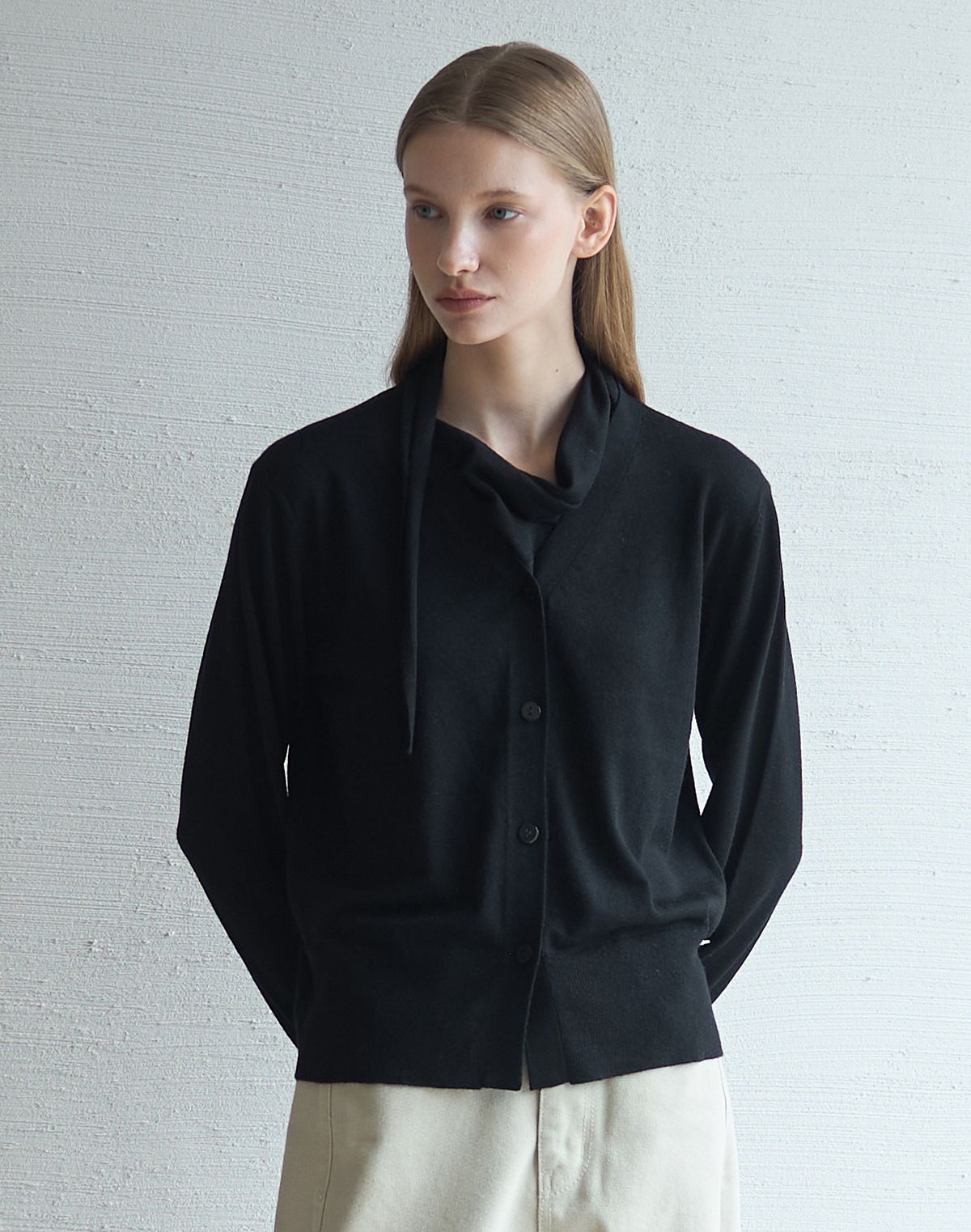 누토프(NUTOFFE) Tie Two-way Cardigan_Black