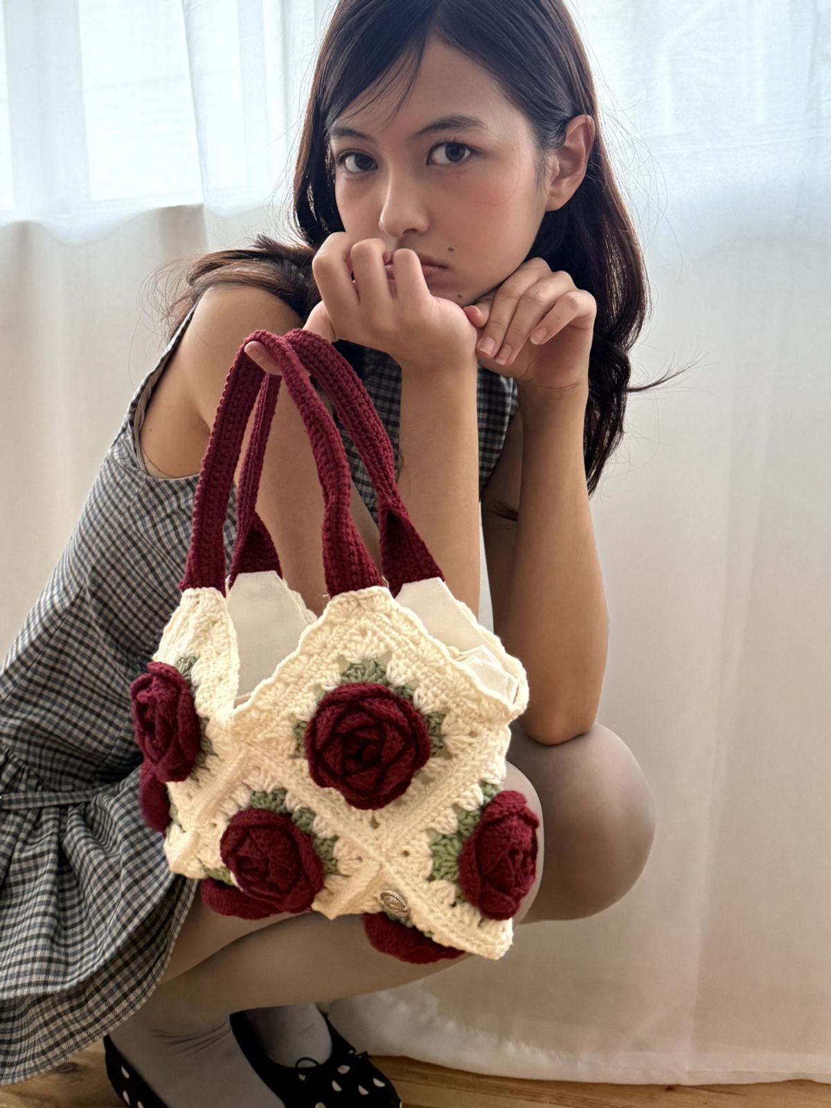 시오르(SIEOR) Handmade Rose Garden Crochet Bag