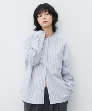 (우먼)핀 ST 스탠드 카라 셔츠 블루