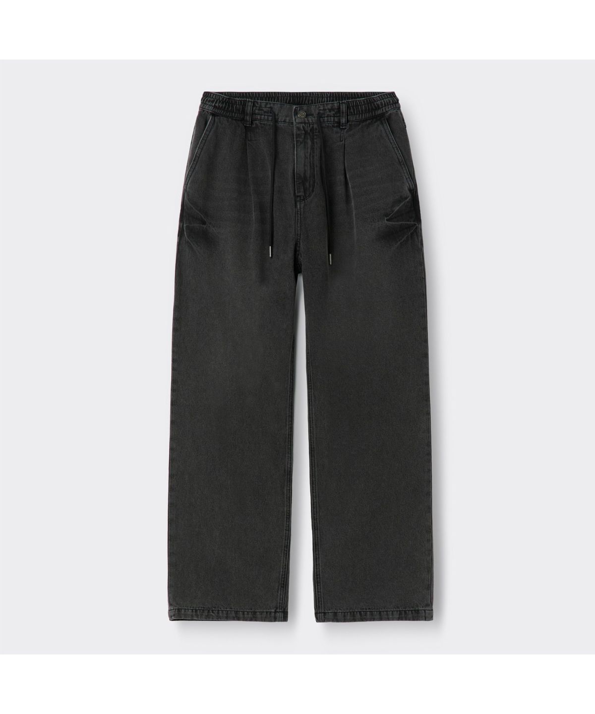 커스텀멜로우(CUSTOMELLOW) Black Loose Fit Drawstring Jeans CWPAM26386BKX